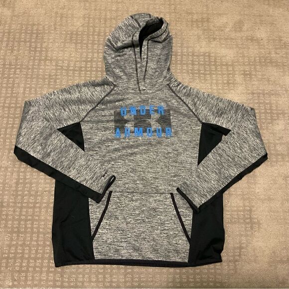 Under Armour Womens Storm Fleece Hoodie Logo Heathered Gray Loose Fit - L - Picture 1 of 5
